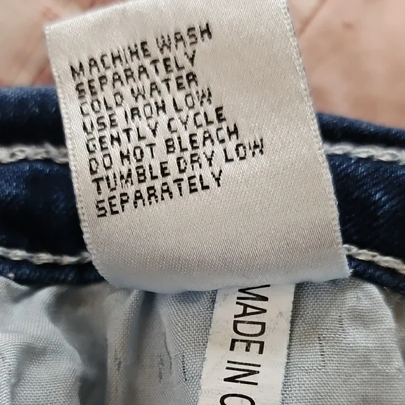 BAMBOO Women's Dark Blue Boot Cut/Flare DistressedJeans - Picture 10 of 13